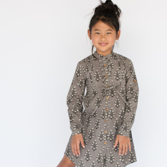 Other - NEW Boho Kid Long Sleeve Print Dress w/ Drawstring